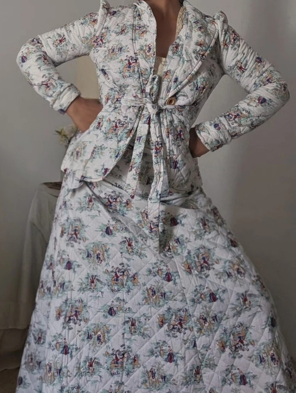 Vintage Rare Mr.Topper French Country/Colonial Quilted Jacket & Skirt Set